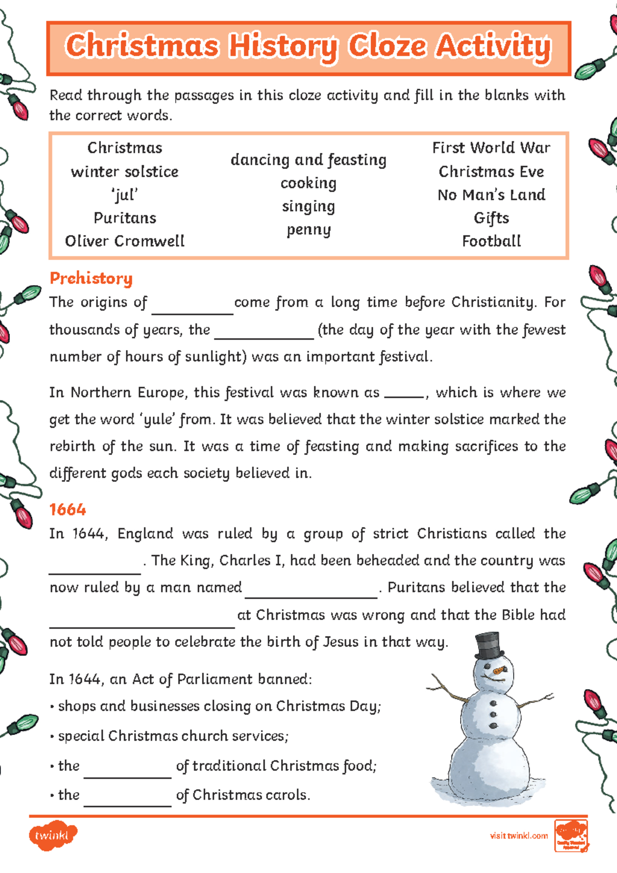 T-Tp-1637156348-Christmas-History-Cloze-Activity-Worksheet - Studocu with regard to Christmas Cloze Worksheets Answers