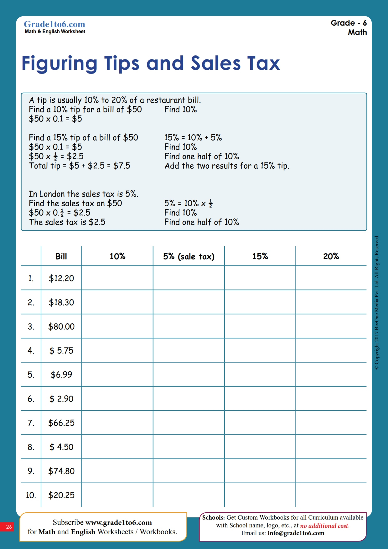 Tax, Tip, And Discount Word Problems Worksheet | Grade1To6 pertaining to Christmas Shopping Problems With Tax And Discounts Worksheets Answers
