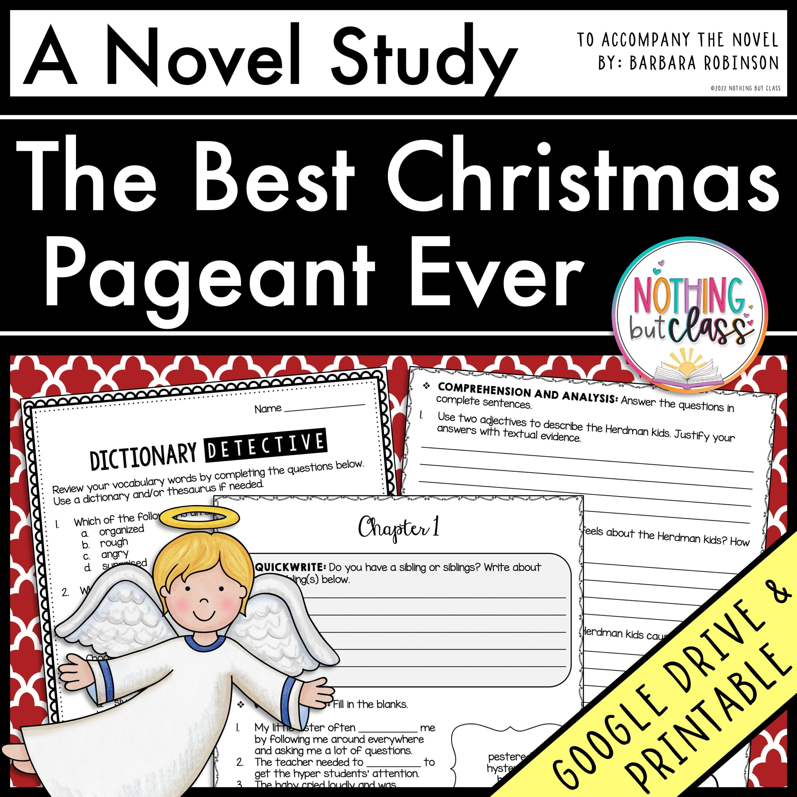 The Best Christmas Pageant Ever Novel Study Unit | Comprehension in Best Christmas Pageant Ever Worksheets