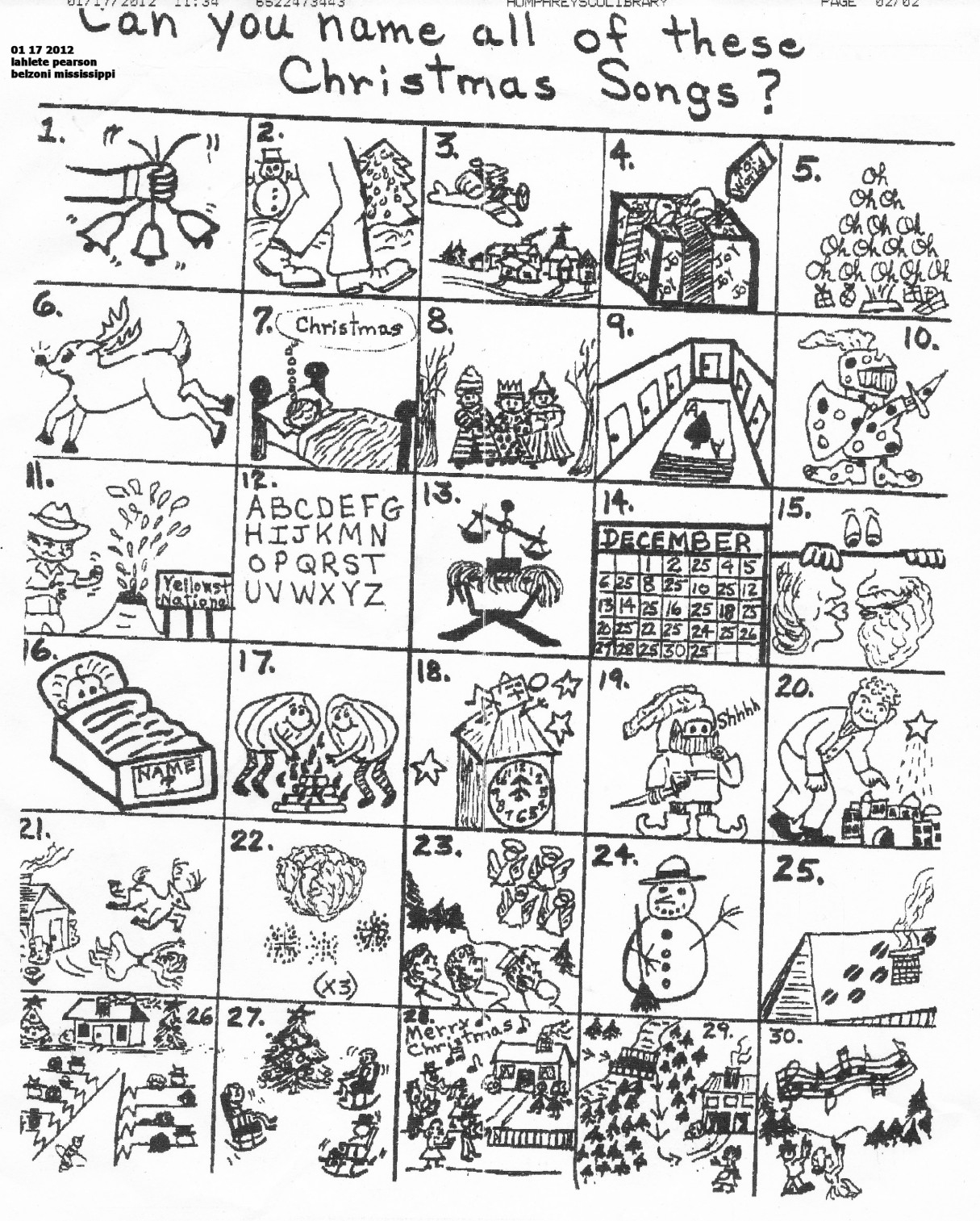 The Original Puzzle with Guess the Christmas Carol Worksheets Answers
