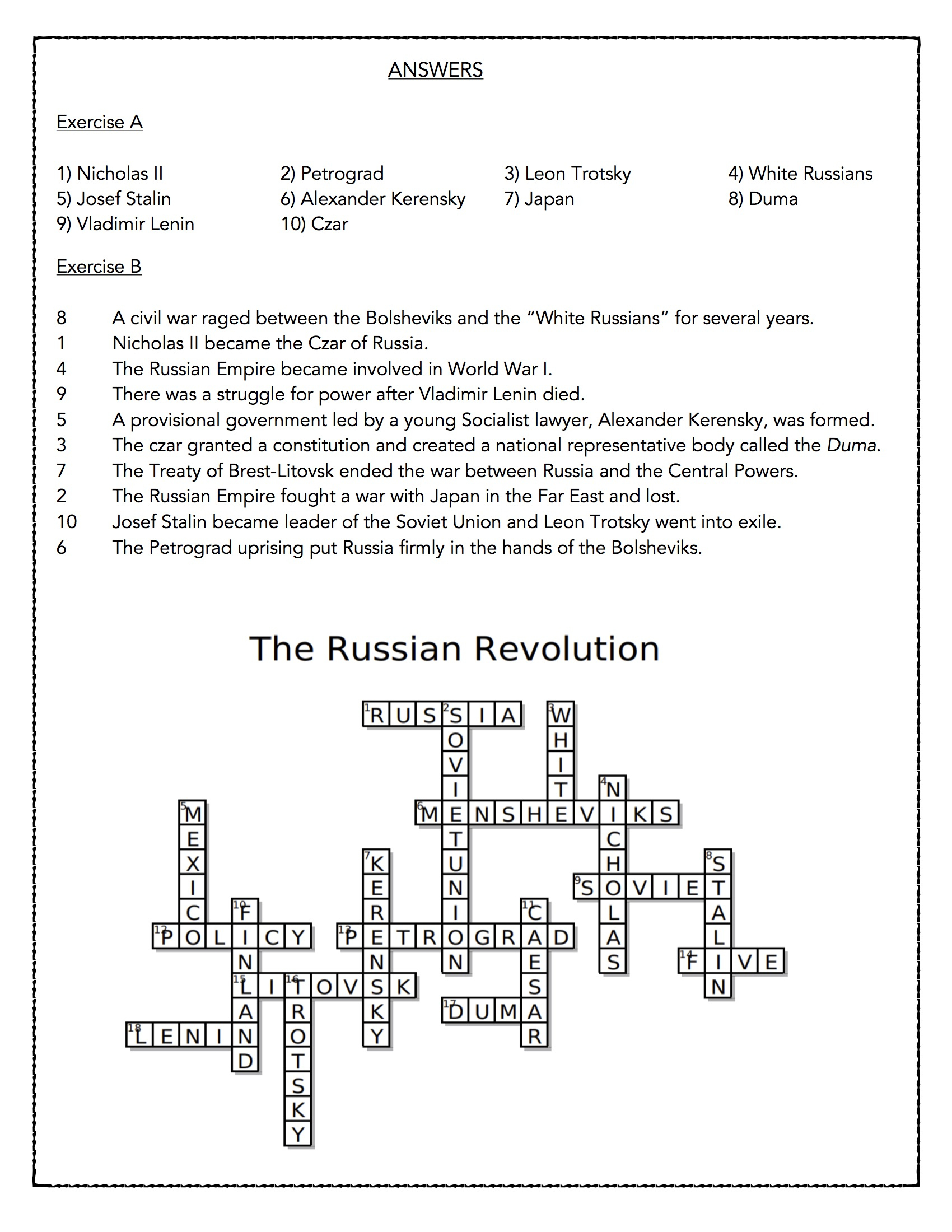 The Russian Revolution- Reading Comprehension Passage - Classful within A Lonely Christmas Chemistry Worksheets Answer Key