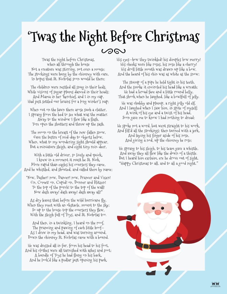 Twas The Night Before Christmas Printables | Printabulls throughout Twas The Night Before Christmas Worksheets Free