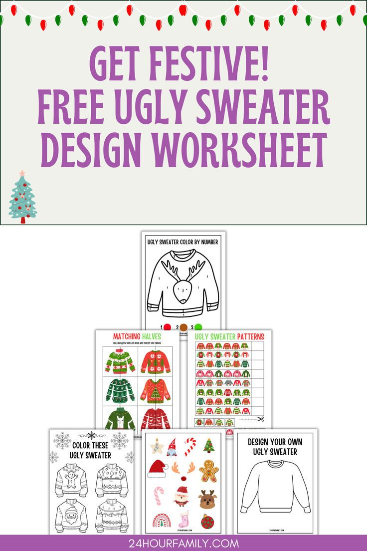 Ugly Sweater Worksheets (Free Printables) in Ugly Christmas Sweater Worksheets