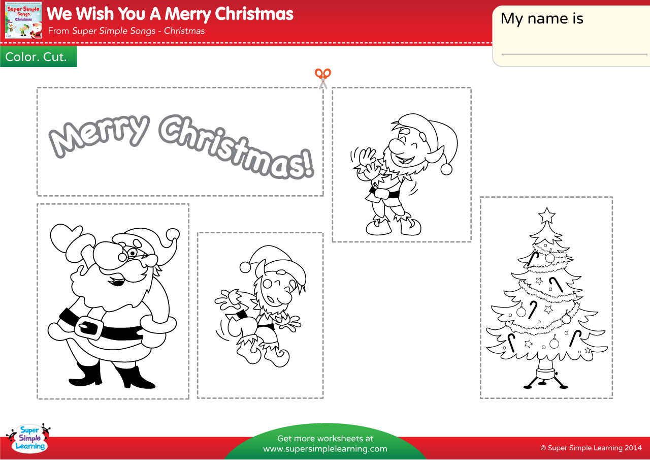 We Wish You A Merry Christmas Worksheet - Color, Cut, & Paste throughout Christmas Color Cut Paste Worksheets