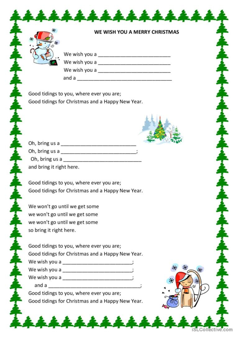 We Wish You A Merry Christmass Ga…: English Esl Worksheets Pdf & Doc inside We Wish You A Merry Christmas Worksheets