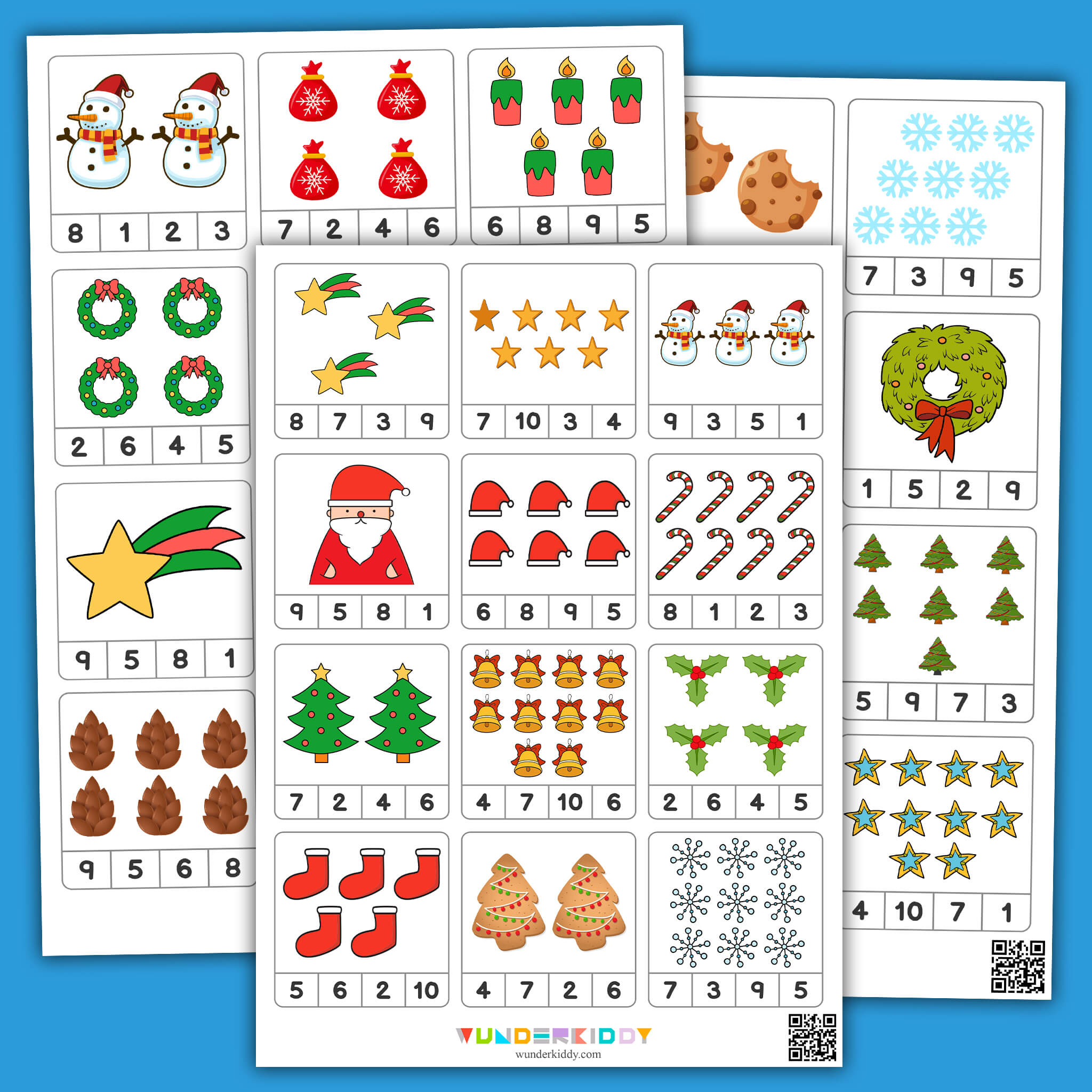 Weihnachtliche Karten Zum Zählen Bis 10 Zum Ausdrucken Für Kinder within Christmas Counting Worksheets Preschool