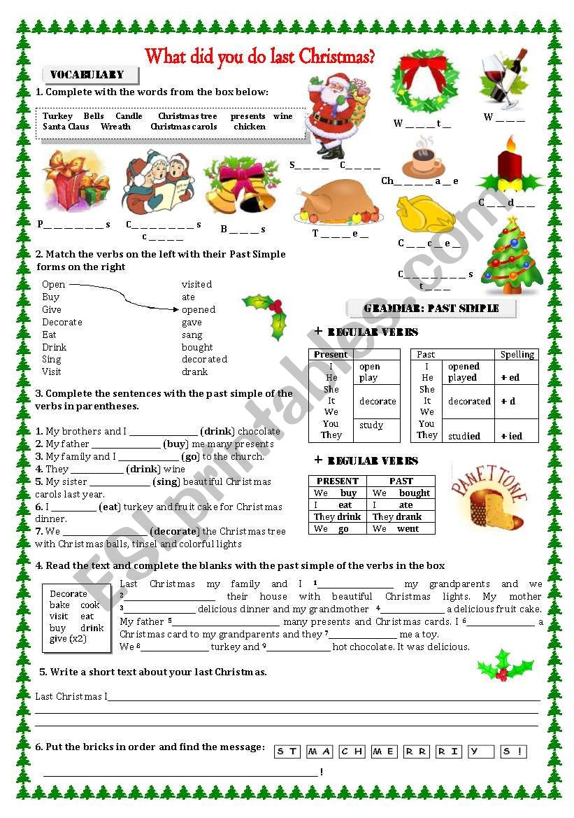 What Did You Do Last Christmas? - Esl Worksheetbomberito in What I Did Over Christmas Break Worksheets