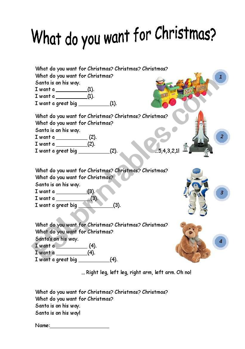 What Do You Want For Christmas Lyrics - Esl Worksheetpiskisnins intended for What I Want For Christmas Worksheets