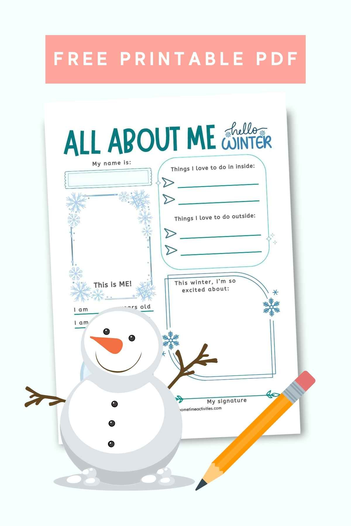 Winter All About Me - Free Printable Worksheet with Free Printable All About Me Christmas Worksheets