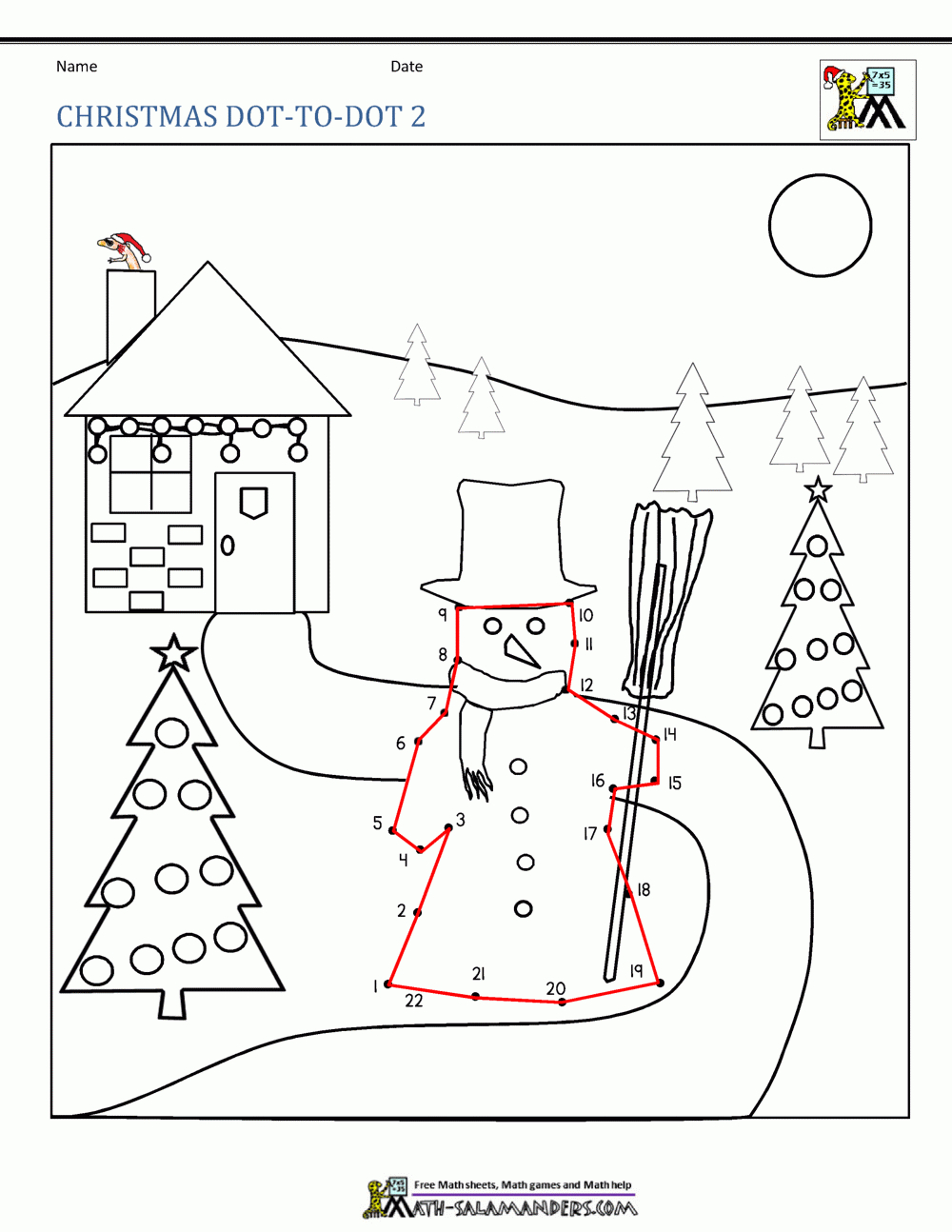 Winter Dot To Dot intended for Dot To Dot Christmas Worksheets