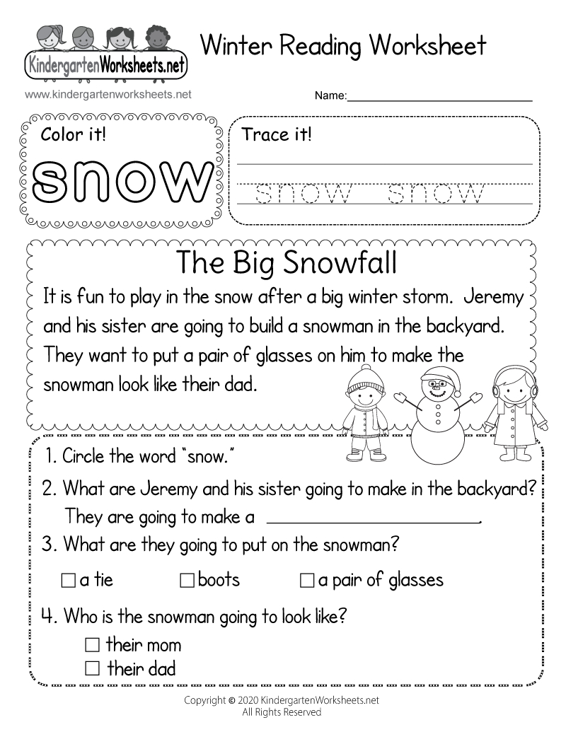 Winter Reading Worksheet - Free Printable, Digital, &amp;amp; Pdf throughout Christmas Reading Comprehension Worksheets Kindergarten