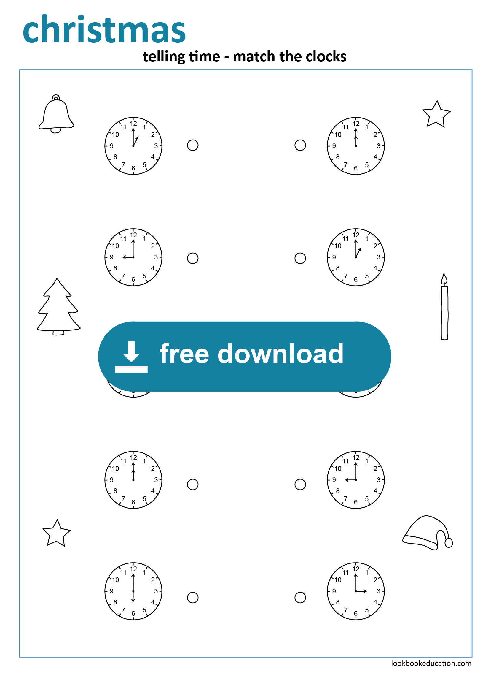 Worksheet Christmas Telling Time - Lookbookeducation intended for Christmas Telling Time Worksheets