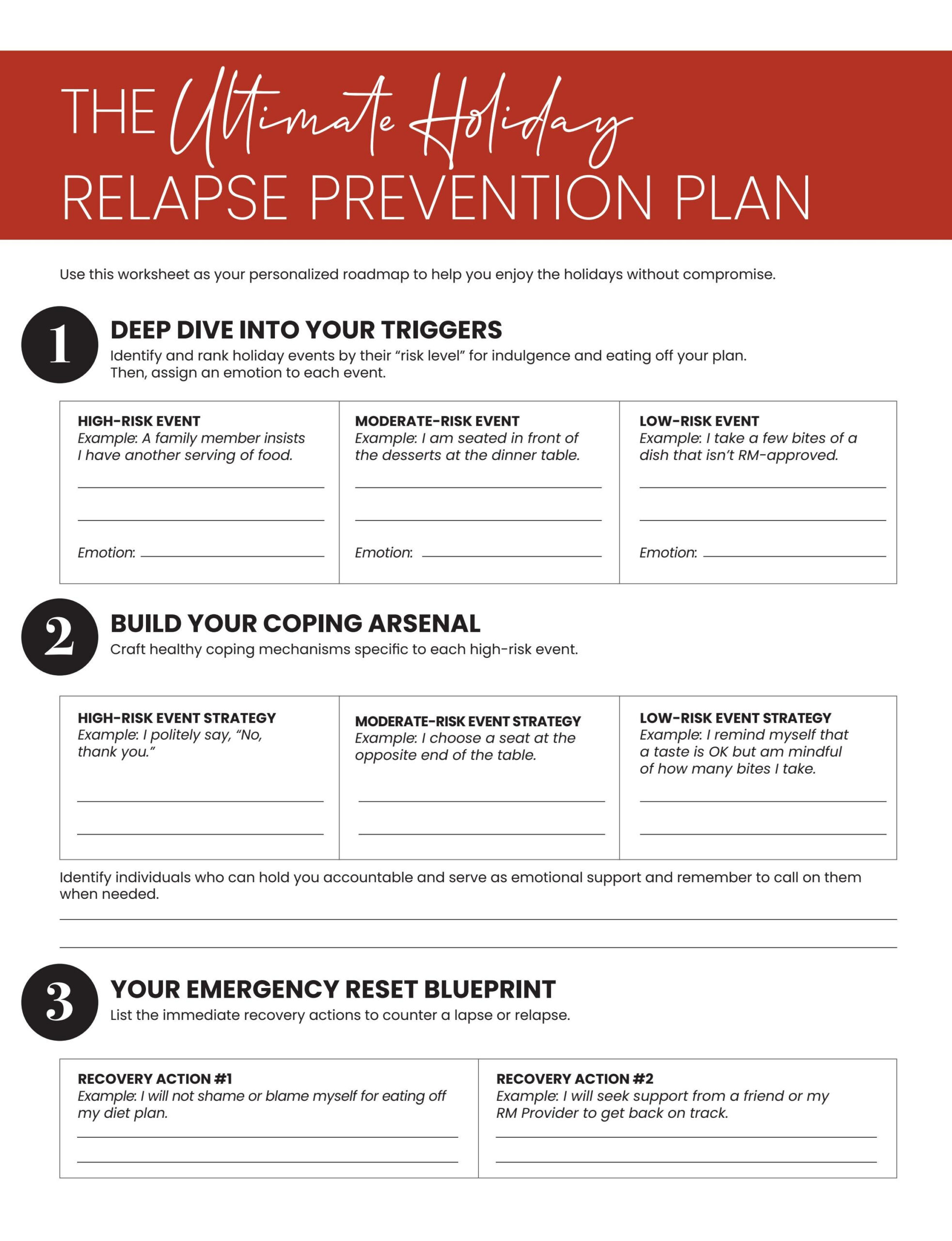 Worksheet: The Ultimate Holiday Relapse Prevention Planred intended for Christmas Relapse Prevention Worksheets