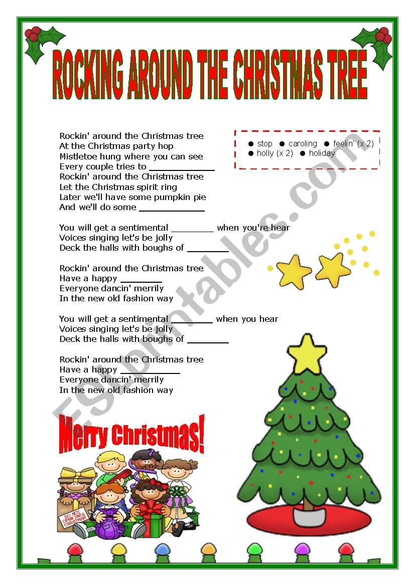 Xmas Song ´rocking Around The Christmas Treeã‚´ (Filling The within Got the Christmas Spirit Worksheets
