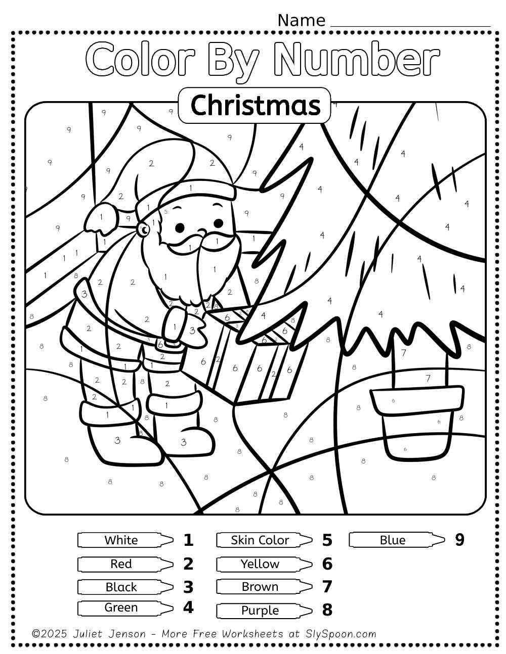 christmas worksheets color by number