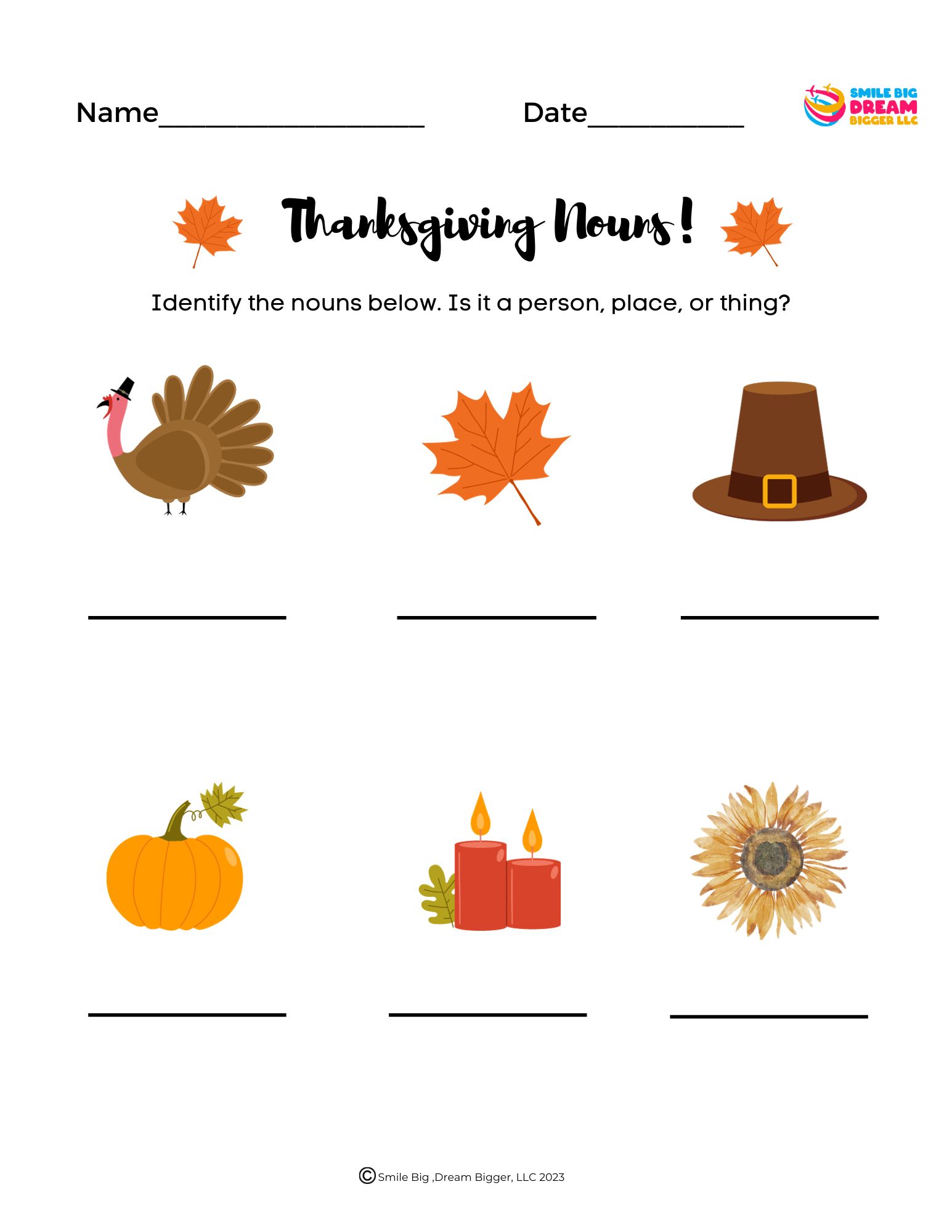 1st 2nd Grade Thanksgiving Nouns Worksheet 1st 2nd Grade Thanksgiving Nouns Worksheet