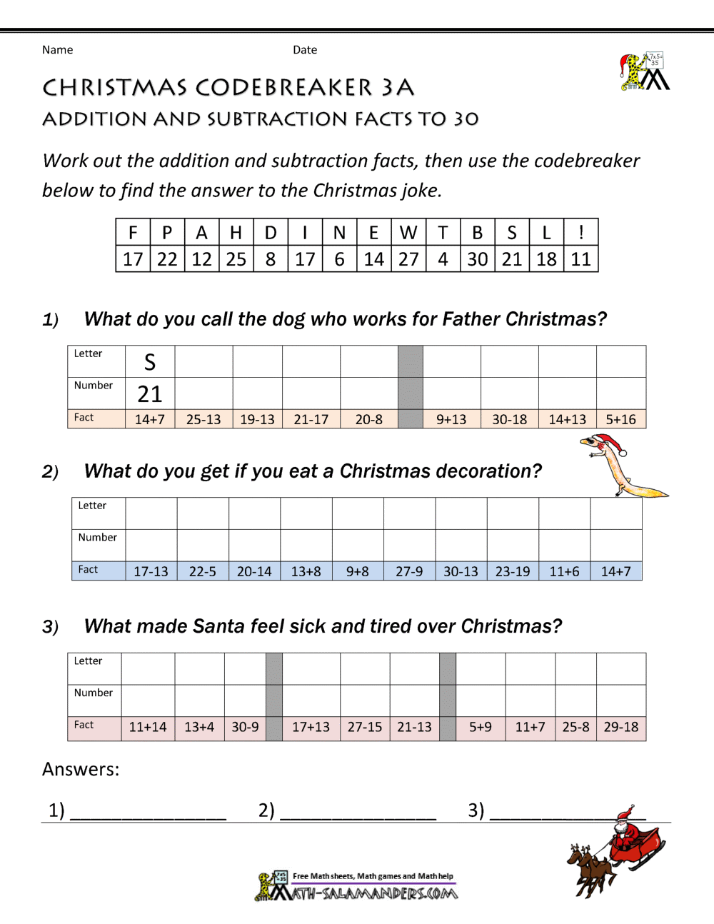 3rd Grade Christmas Math