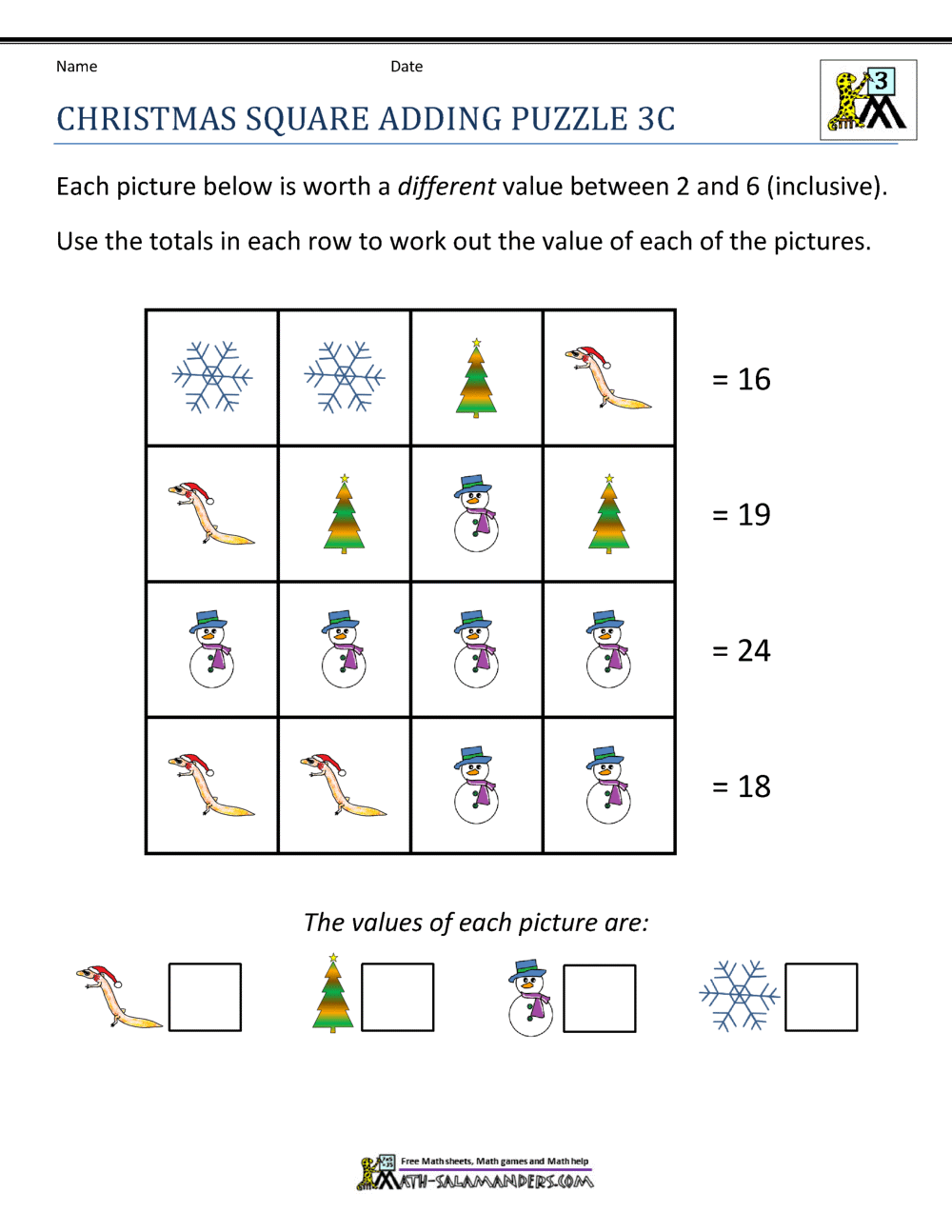 3rd Grade Christmas Math