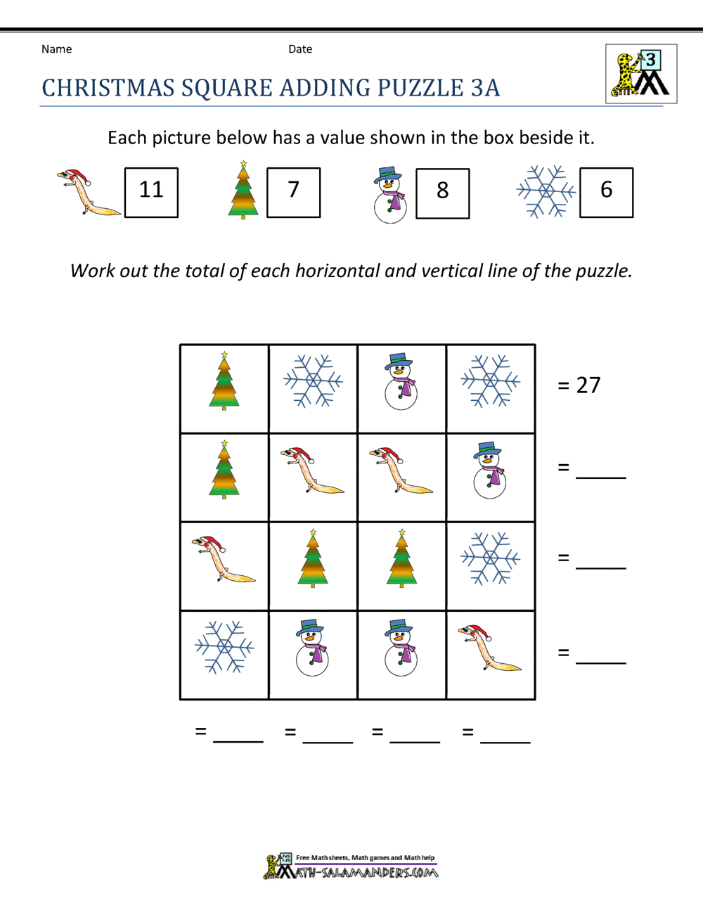 3rd Grade Christmas Math