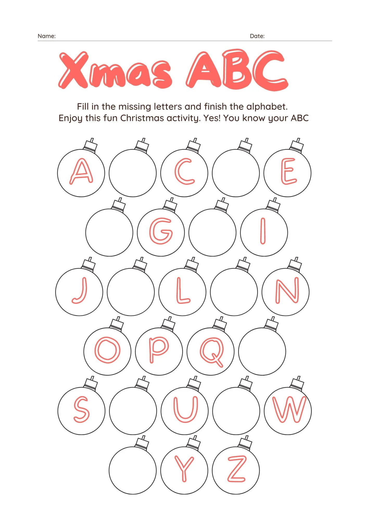4 Page Christmas Abc Worksheet Holiday 4 Page Christmas Abc Worksheet Holiday