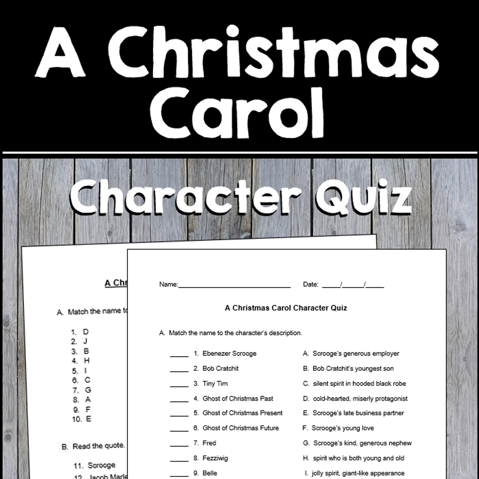 A Christmas Carol Character Quiz With Answer Key A Christmas Carol Character Quiz With Answer Key
