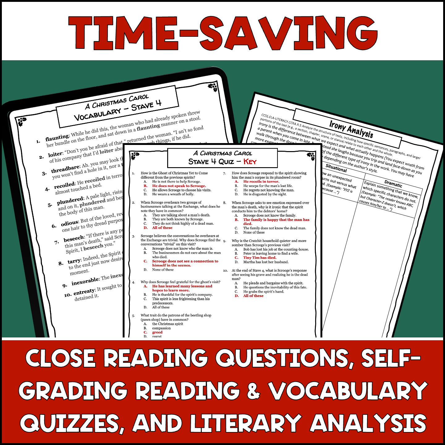a christmas carol worksheet answer key