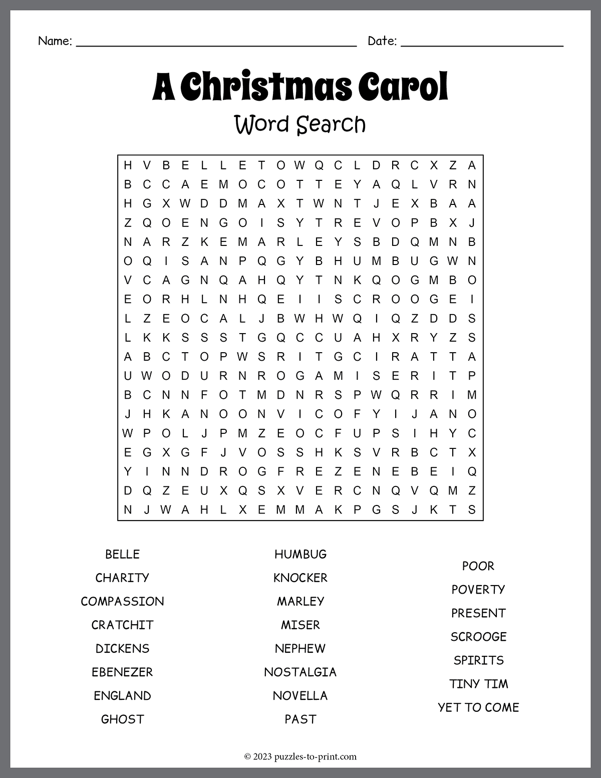 A Christmas Carol Word Search shtml A Christmas Carol Word Search shtml