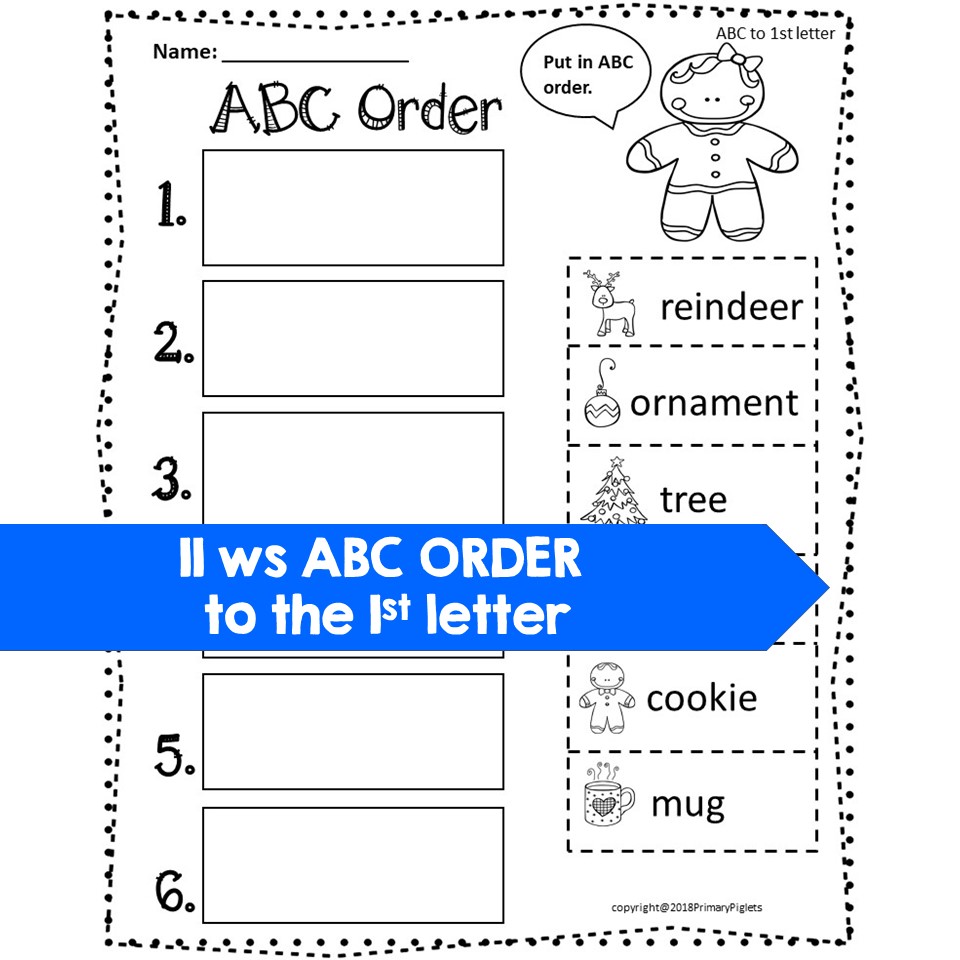 Abc Order Worksheets Christmas Alphabetical Order