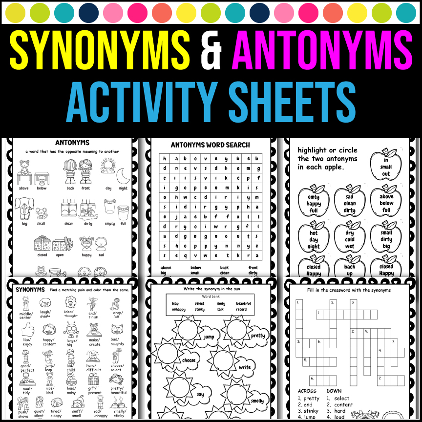Antonyms And Synonyms Worksheets Activity Grammar Center Antonyms And Synonyms Worksheets Activity Grammar Center