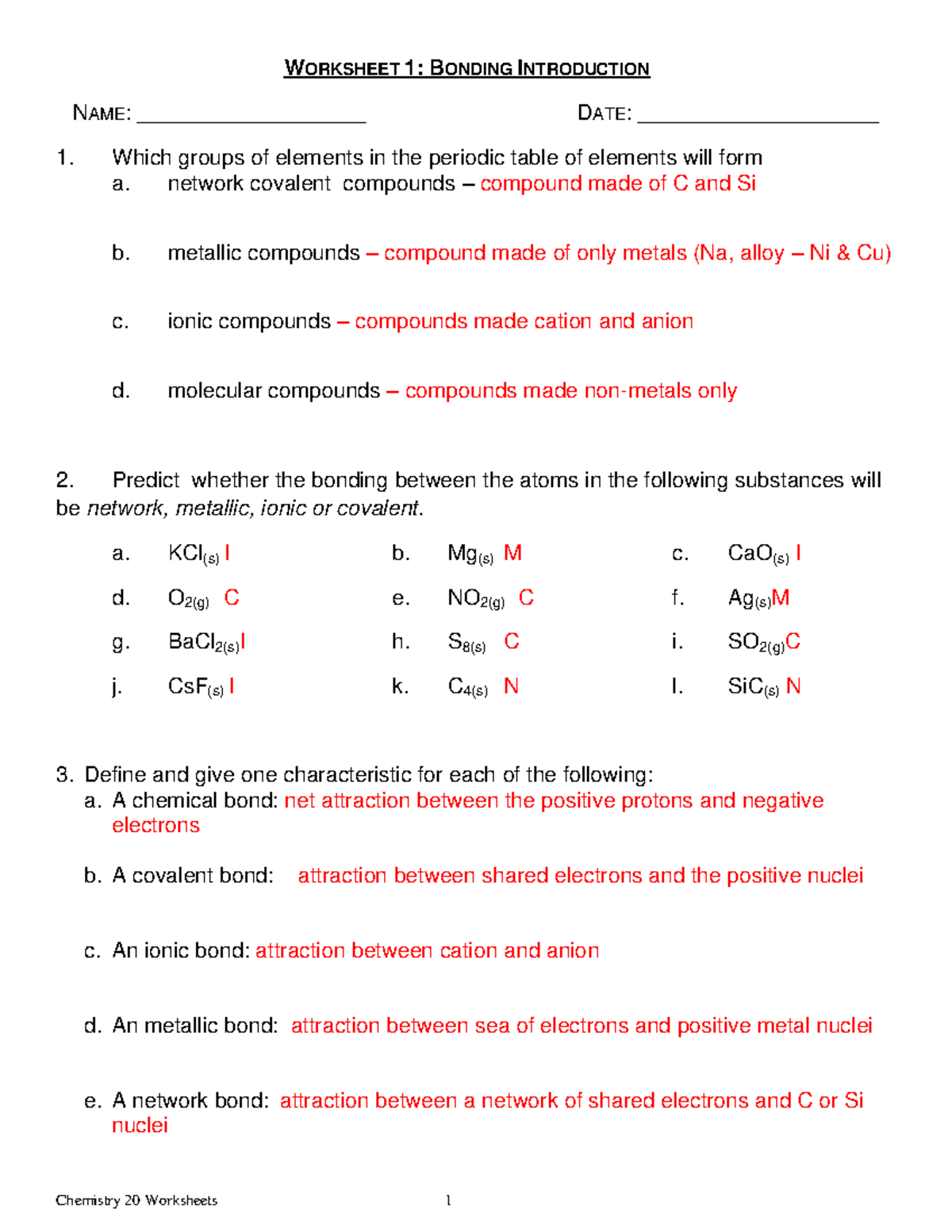 Bonding Workbook Key Its A Key Of Answers