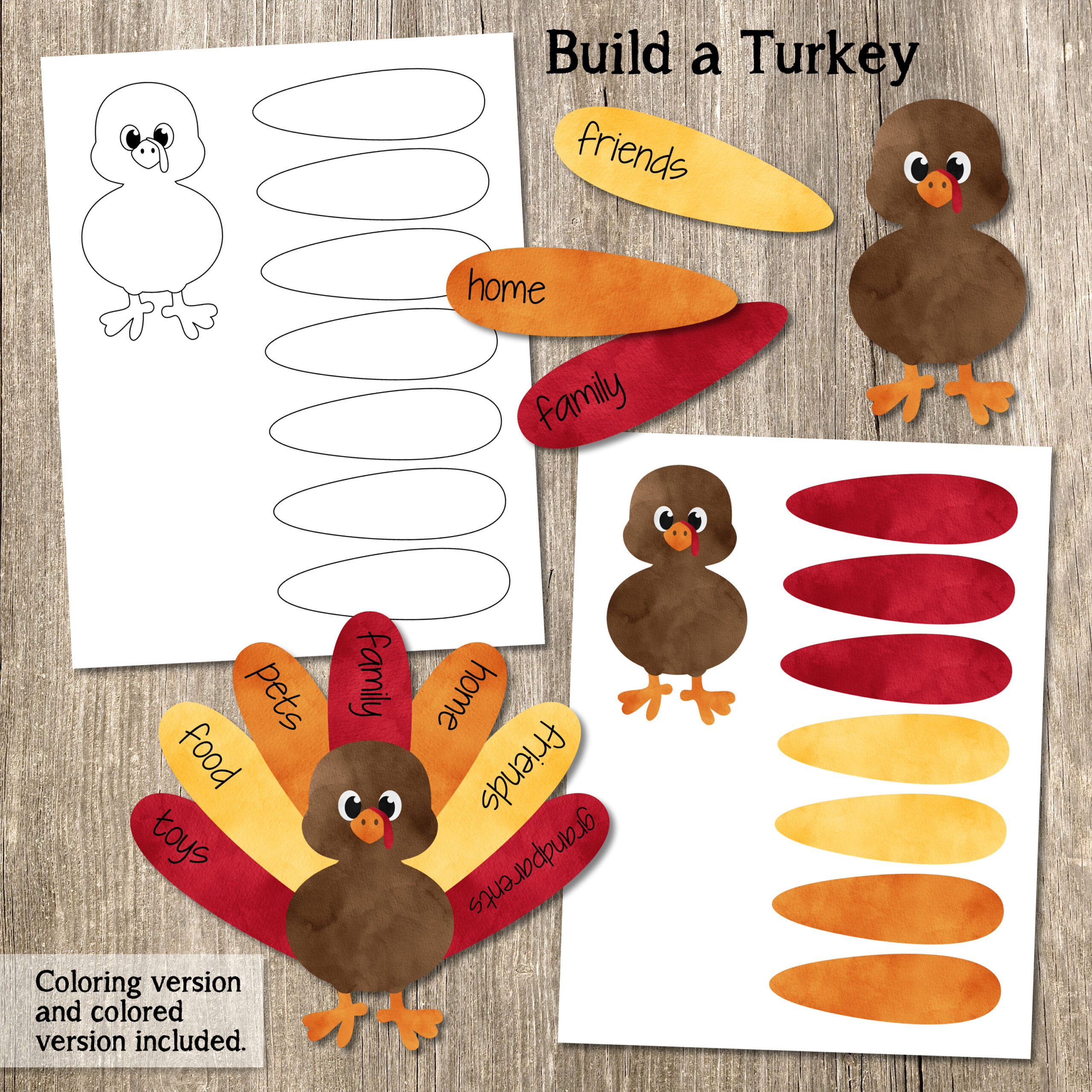 Build A Turkey Kids Craft Printable