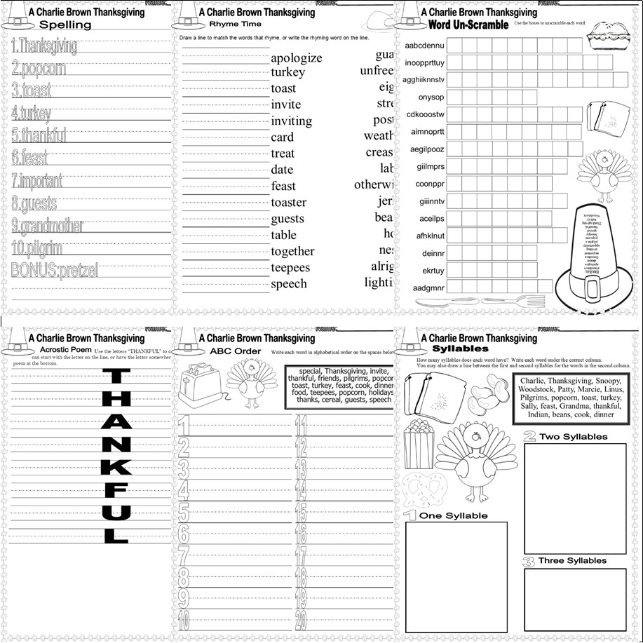 Charlie Brown Thanksgiving Comprehension Book Companion Reading Study Charlie Brown Thanksgiving Comprehension Book Companion Reading Study