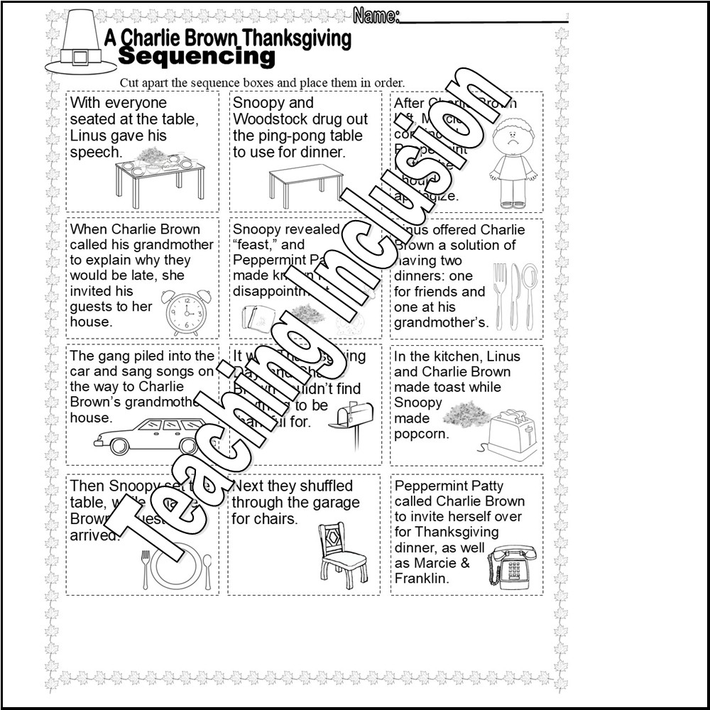 Charlie Brown Thanksgiving Comprehension Quiz Questions True False Mc Sa 2
