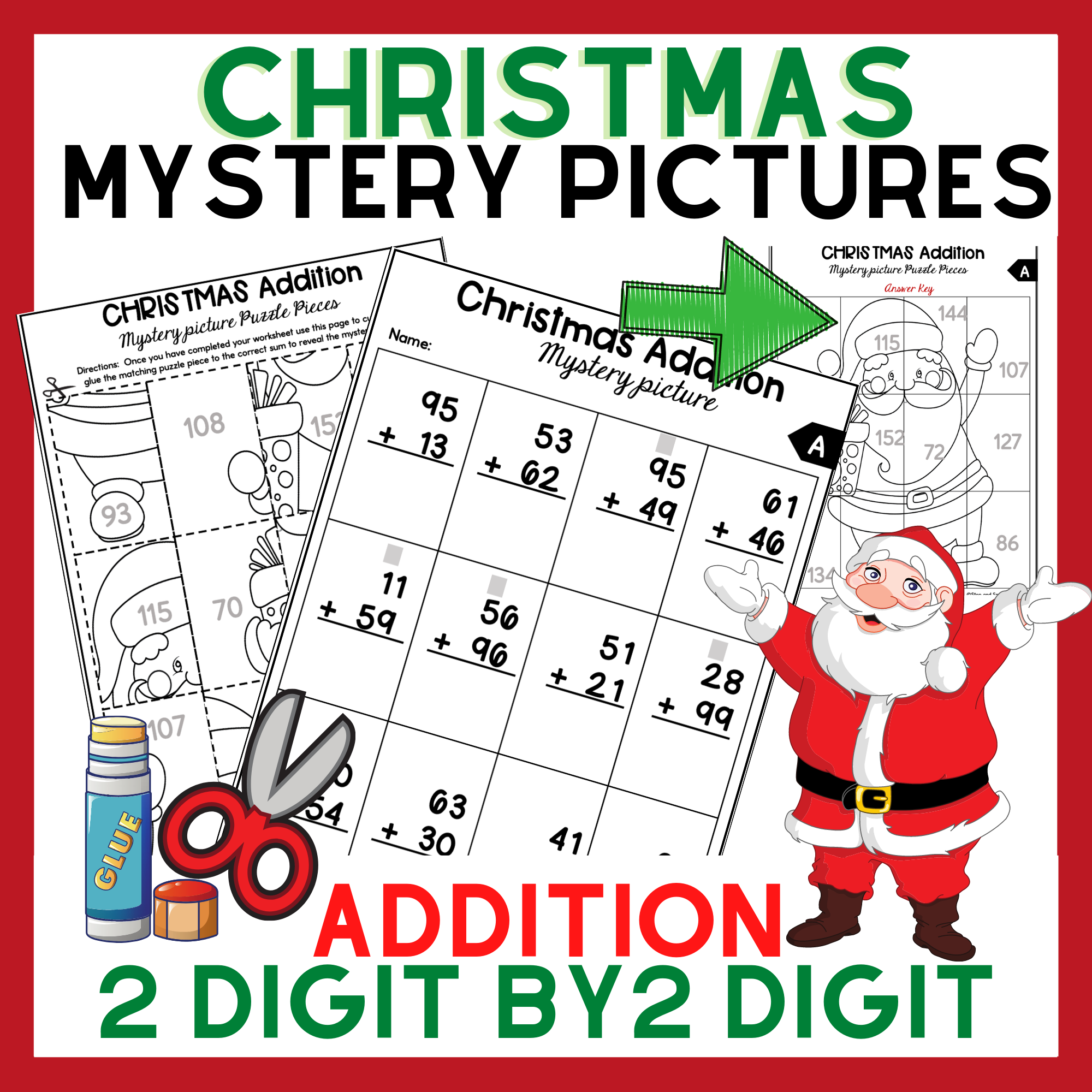 Christmas Addition 2 Digit By 2 Digit With Regrouping Mystery Pictures Christmas Addition 2 Digit By 2 Digit With Regrouping Mystery Pictures