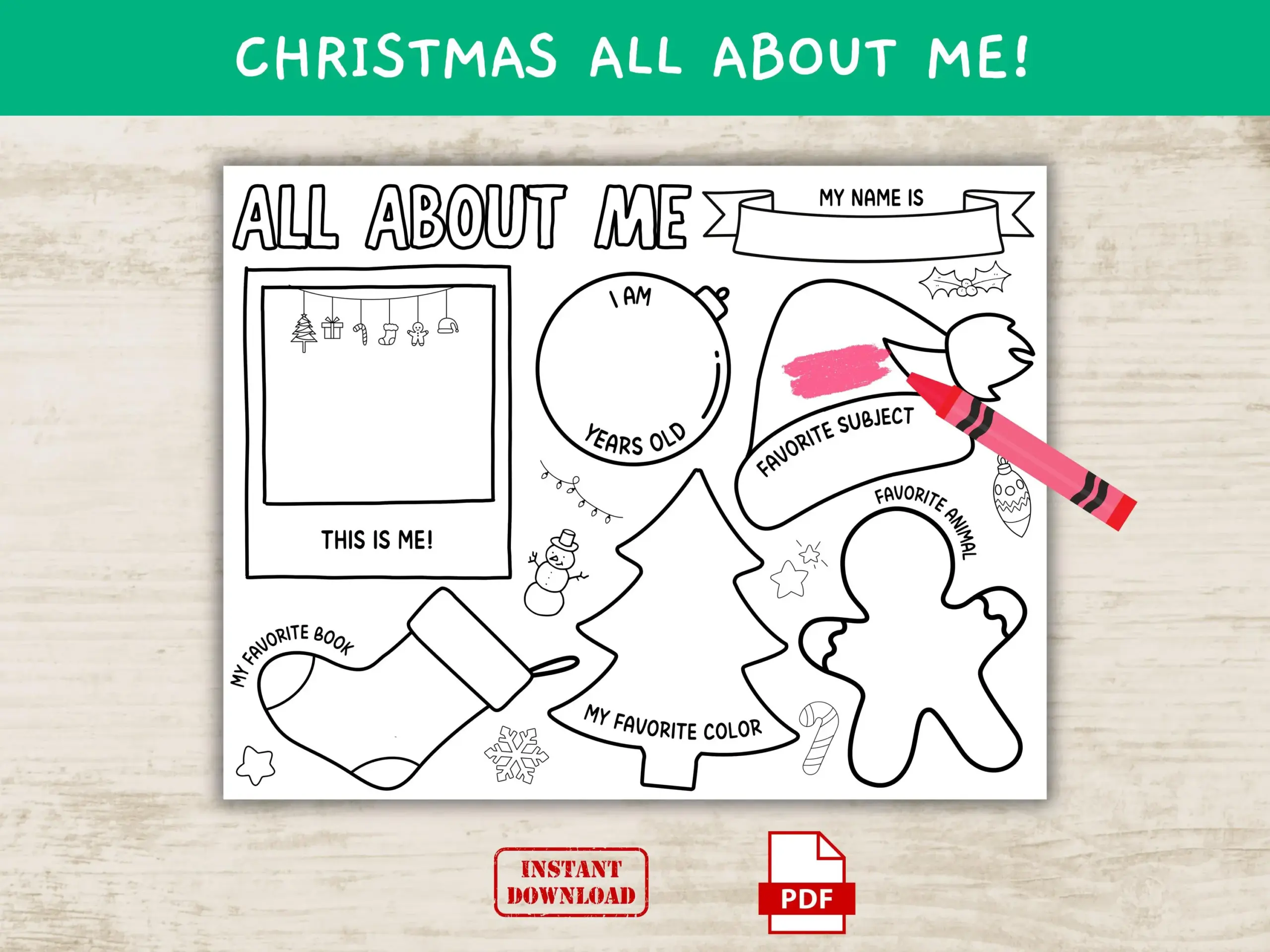 Christmas All About Me Worksheet