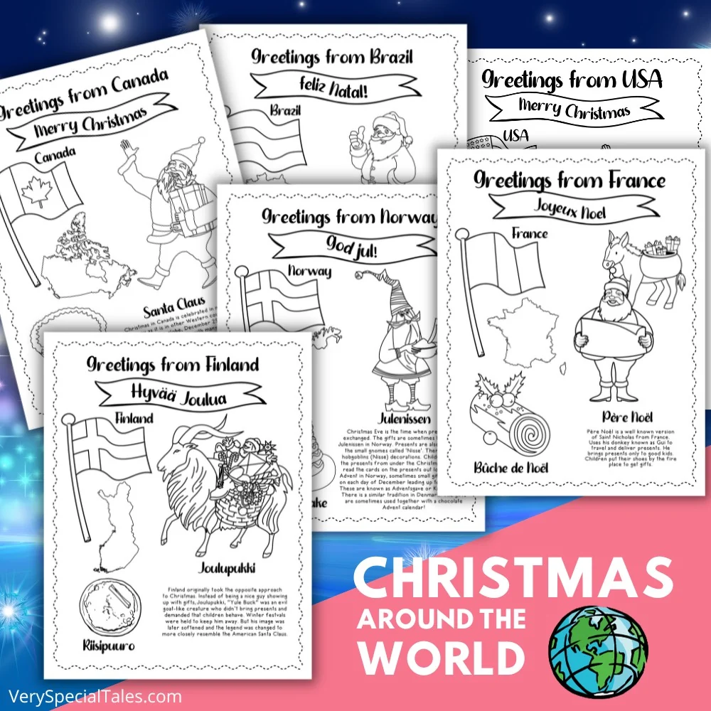Christmas Around The World Printable Coloring Activity