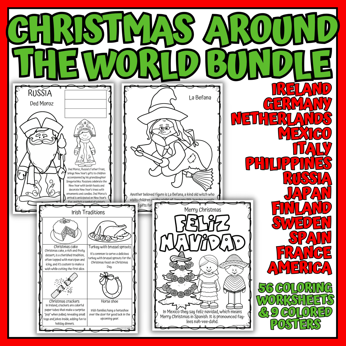 Christmas Around The World Worksheet