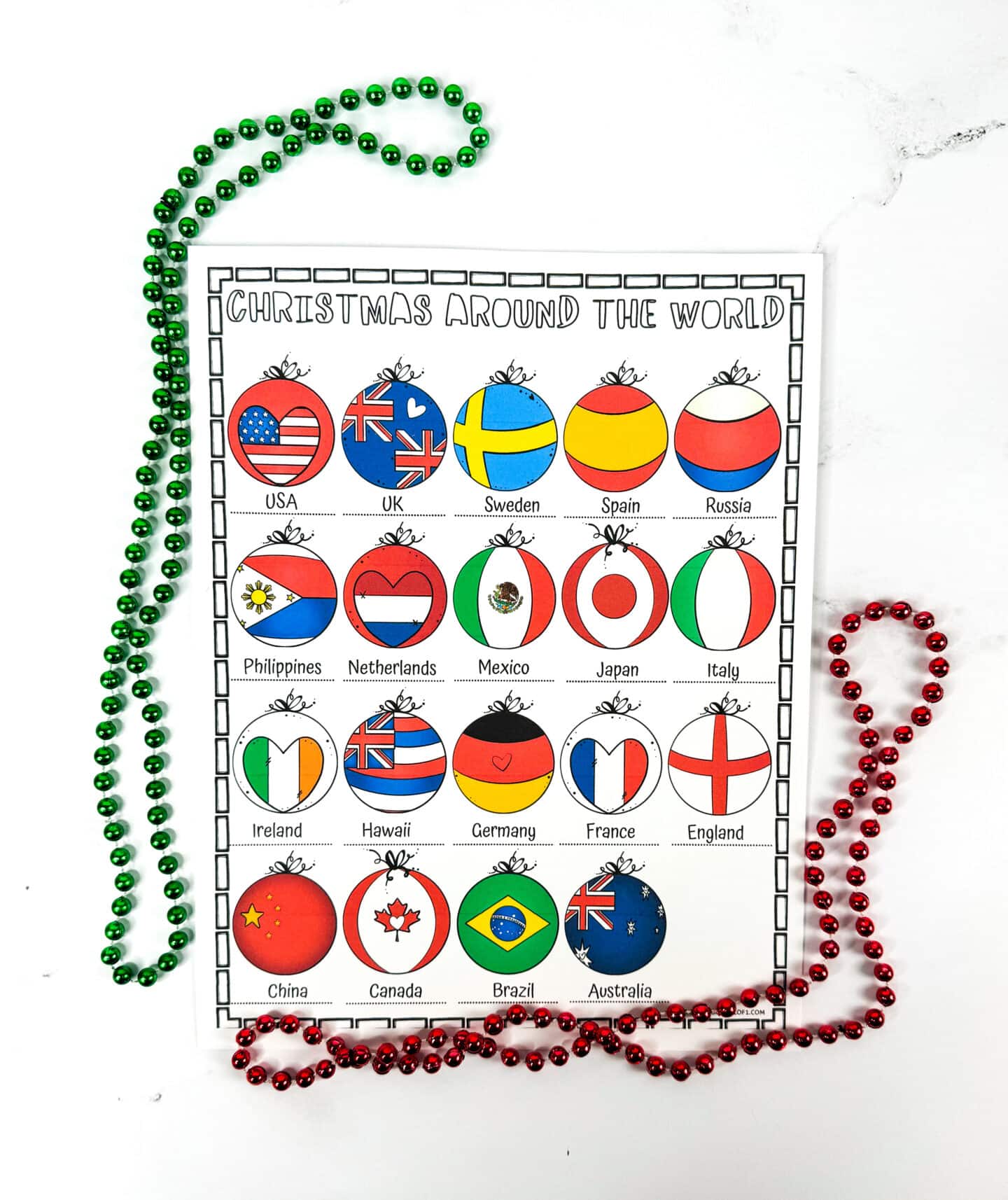 Christmas Around The World Worksheet
