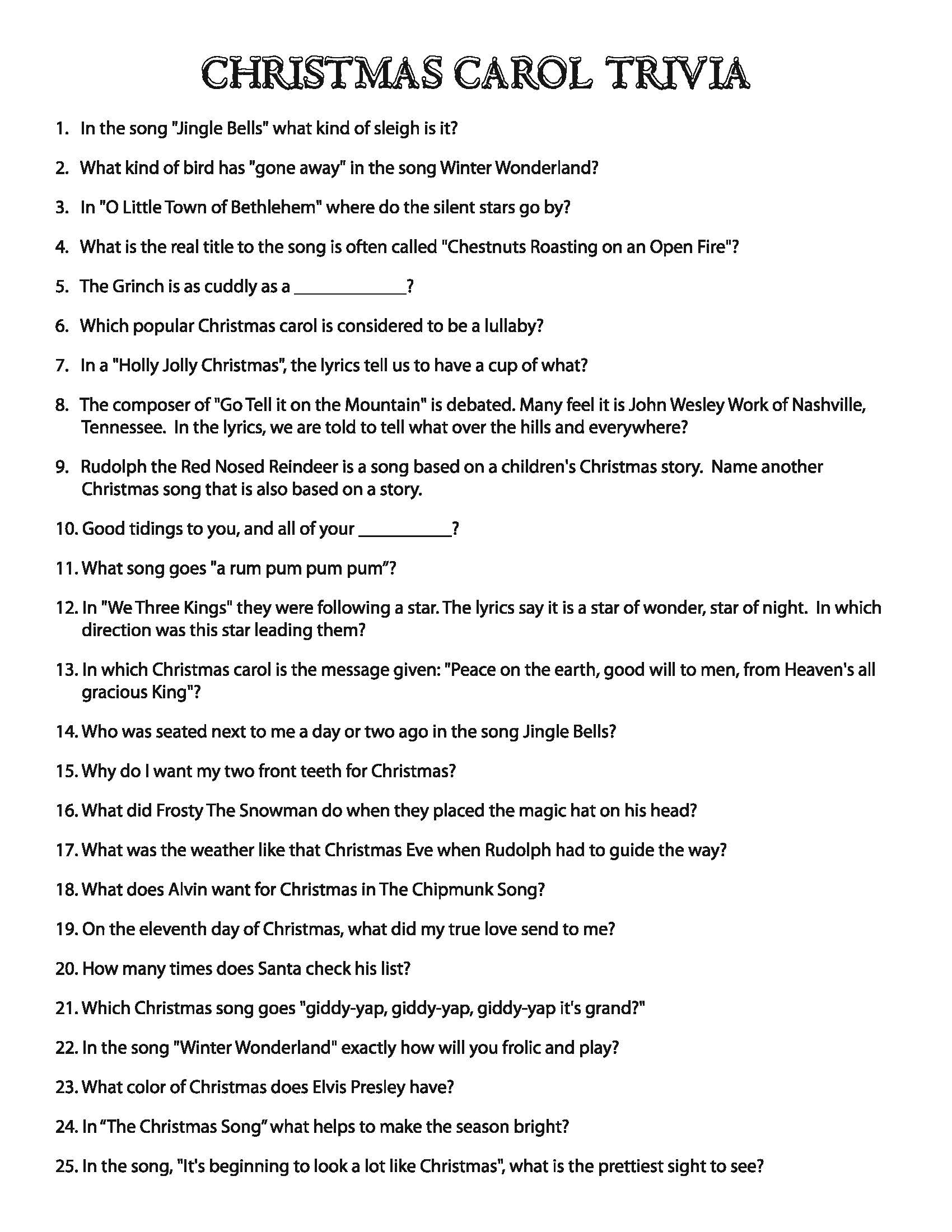 Christmas Carol Puzzles Christmas Carol Puzzles