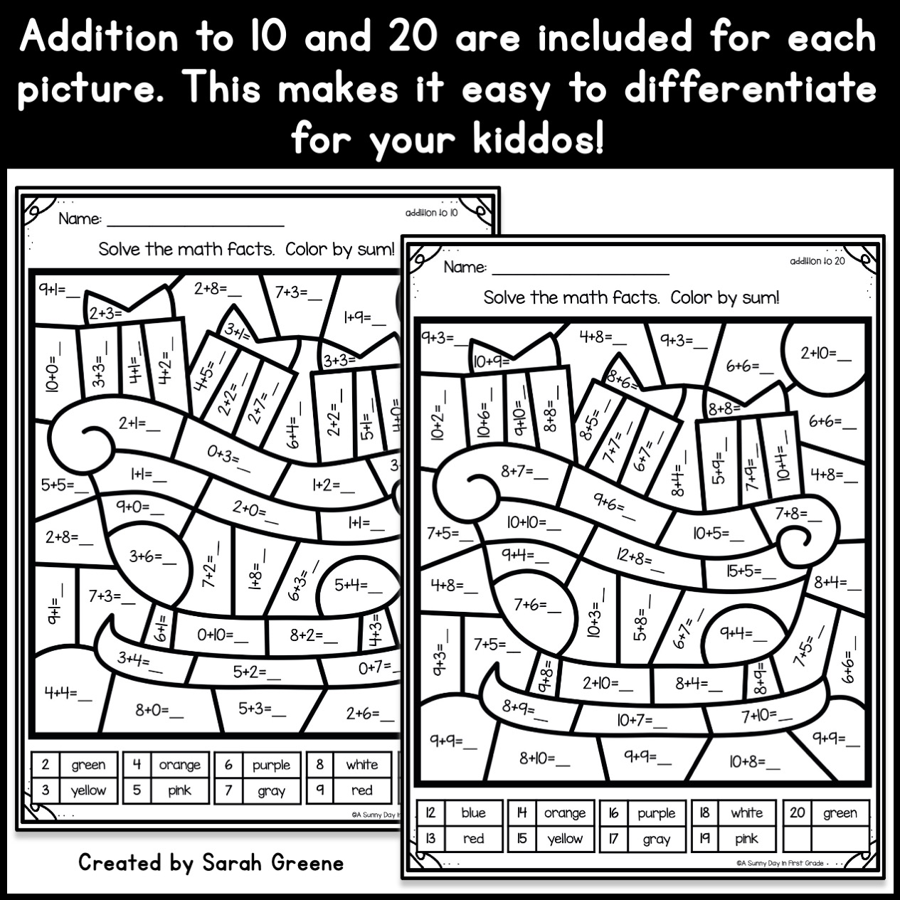 Christmas Color By Number For Addition To 10 And 20 Christmas Color By Number For Addition To 10 And 20