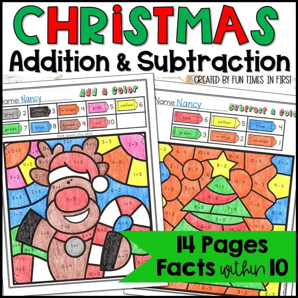 Christmas Color By Number Math Worksheets Addition Subtraction Within 10 Christmas Color By Number Math Worksheets Addition Subtraction Within 10