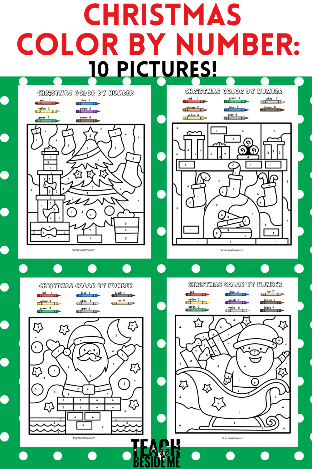 Christmas Color By Number Worksheets