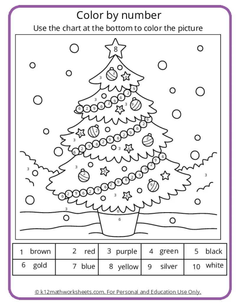 Christmas Color By Number Worksheets