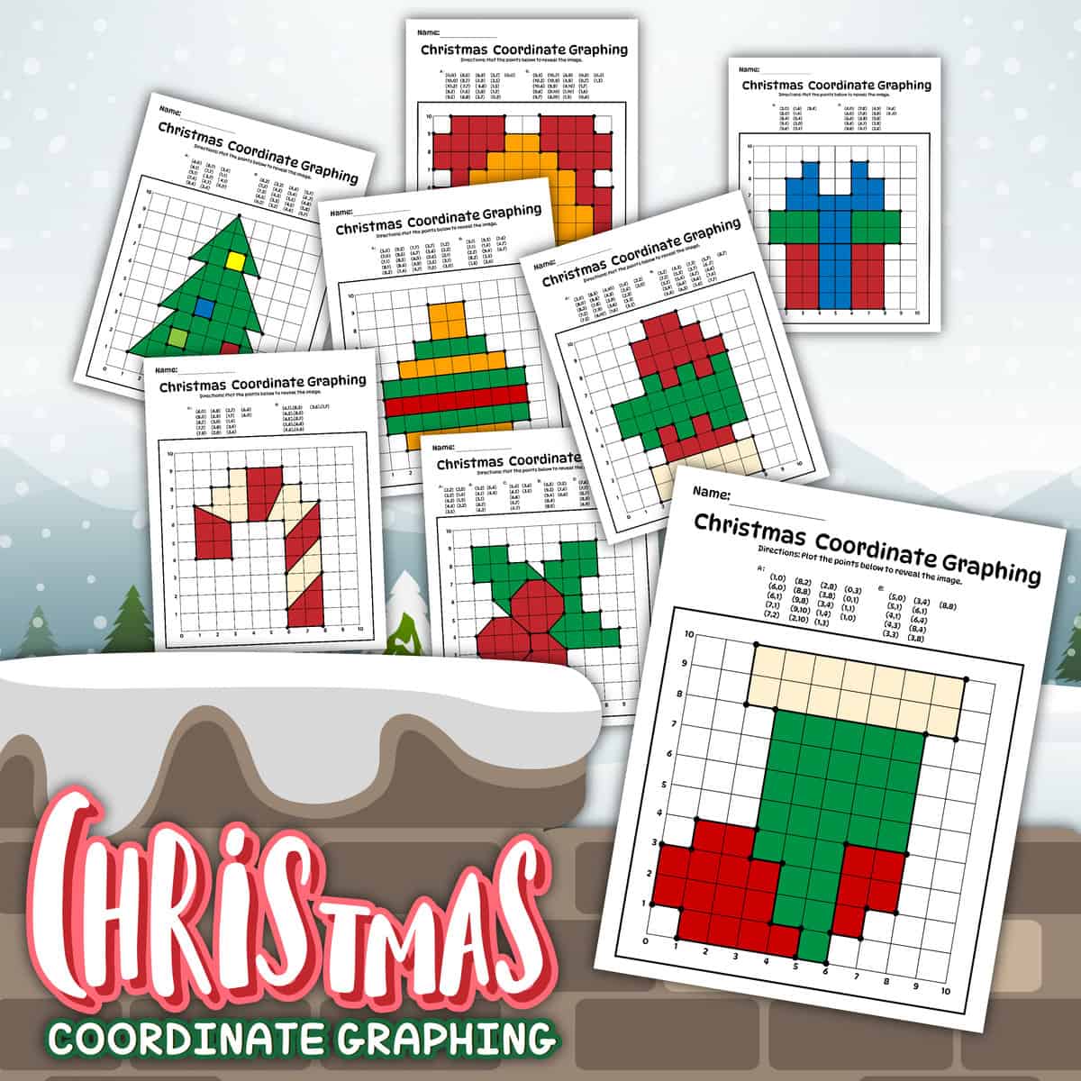 Christmas Coordinate Graphing Worksheets