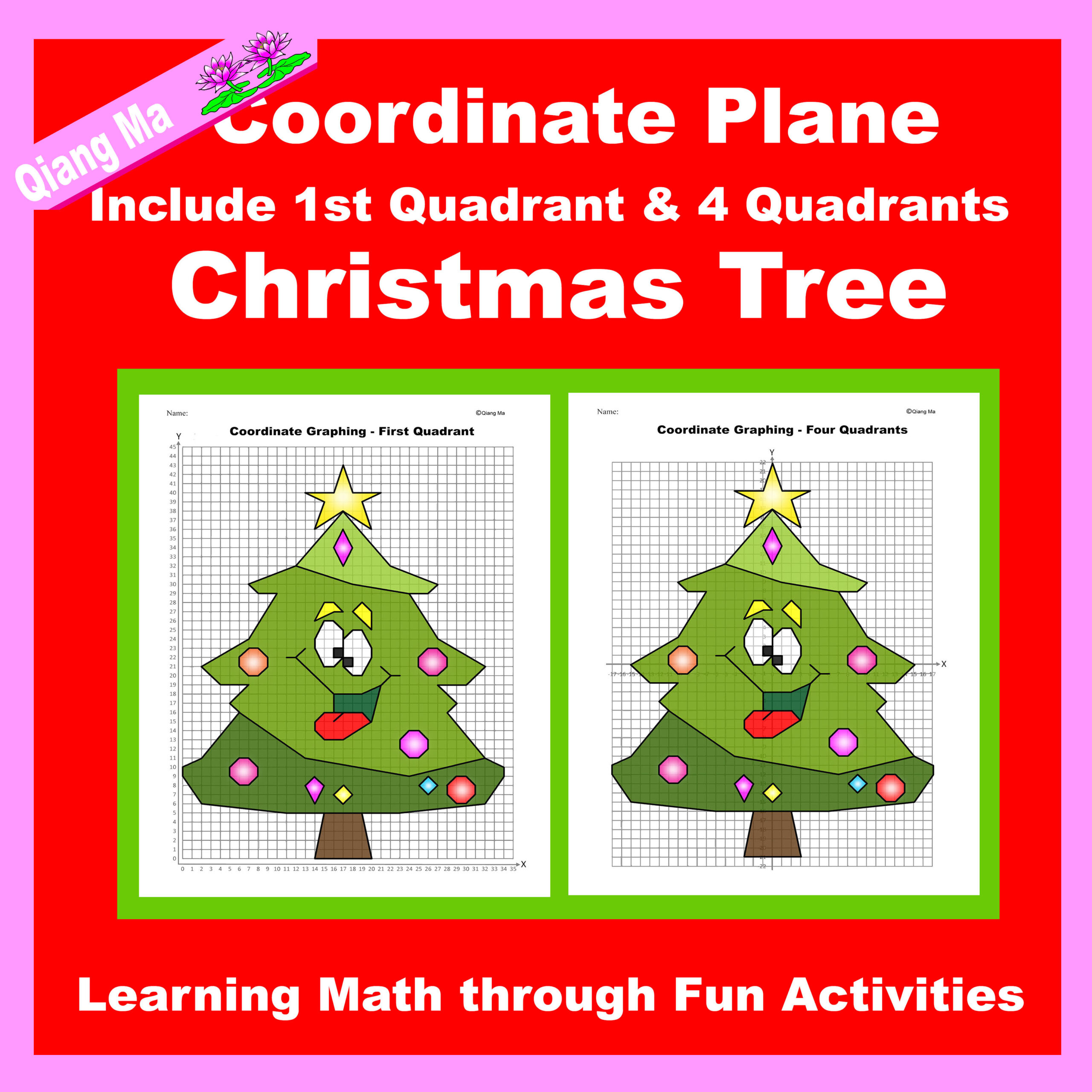 Christmas Coordinate Plane Graphing Picture Christmas Tree Ii