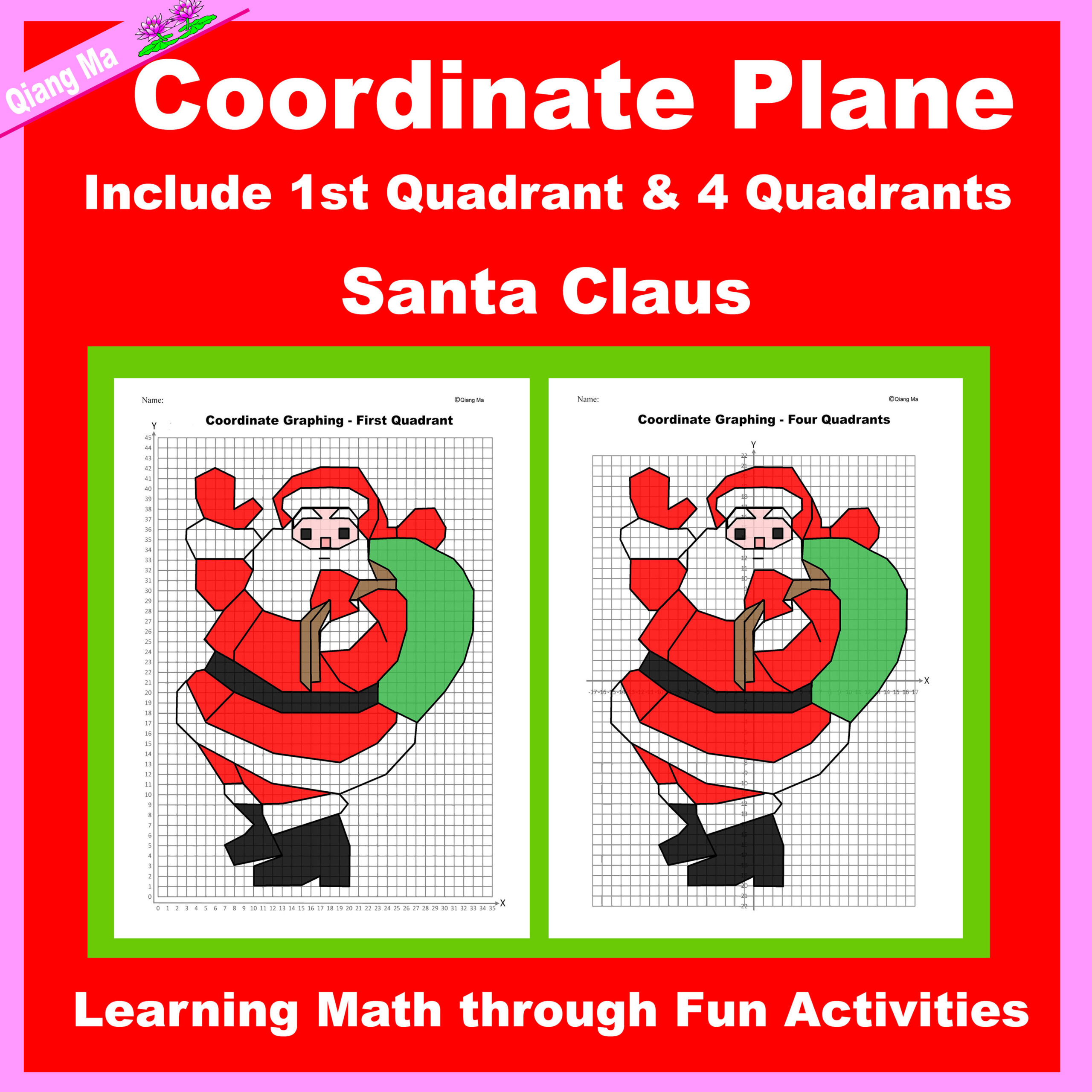 Christmas Coordinate Plane Graphing Picture Santa Claus Christmas Coordinate Plane Graphing Picture Santa Claus