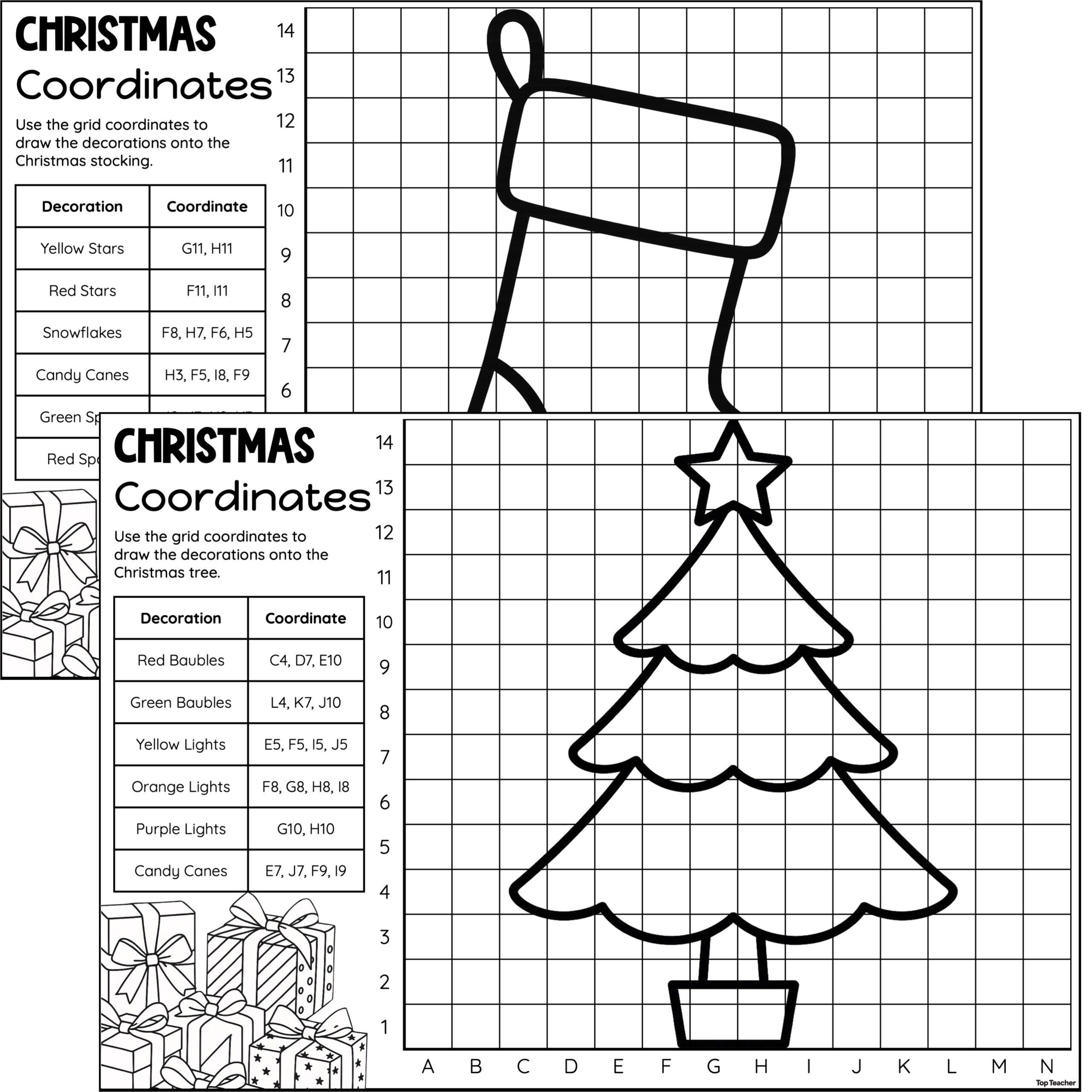 Christmas Coordinates Worksheets