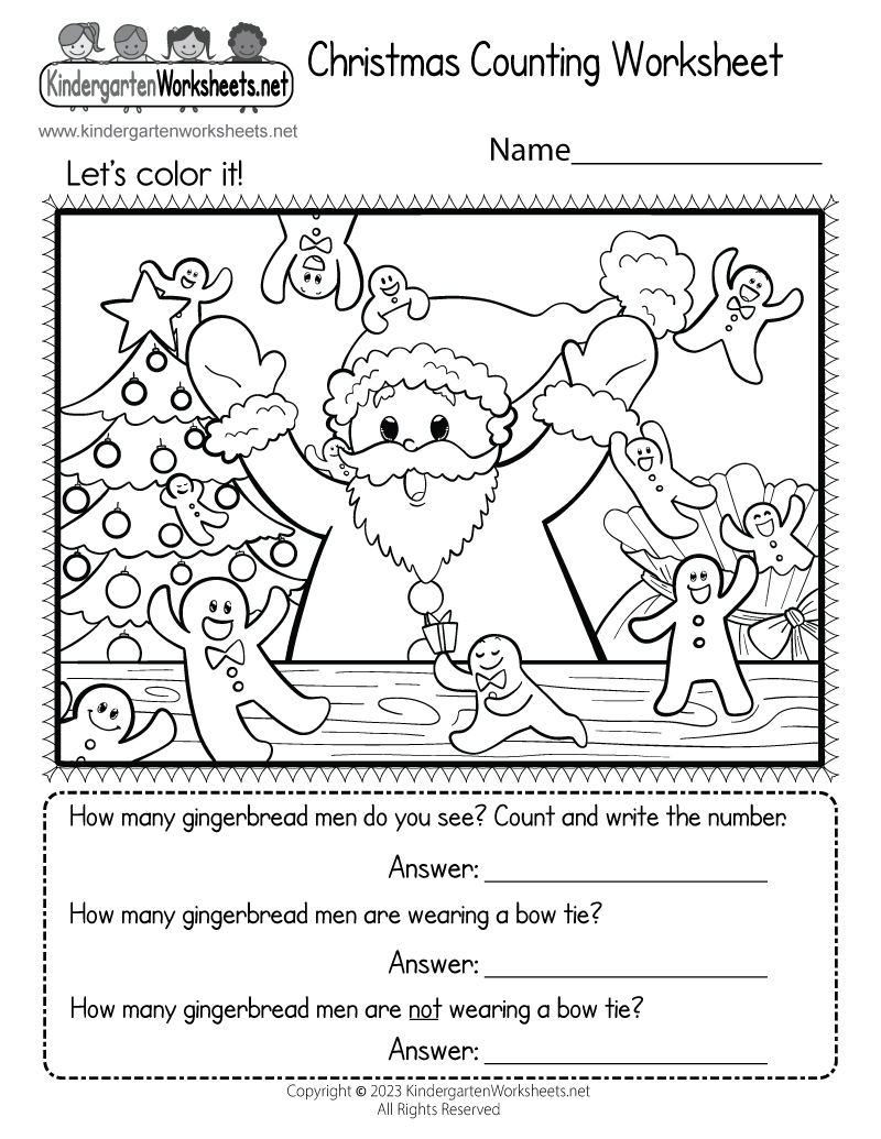 Christmas Counting Worksheet Printable
