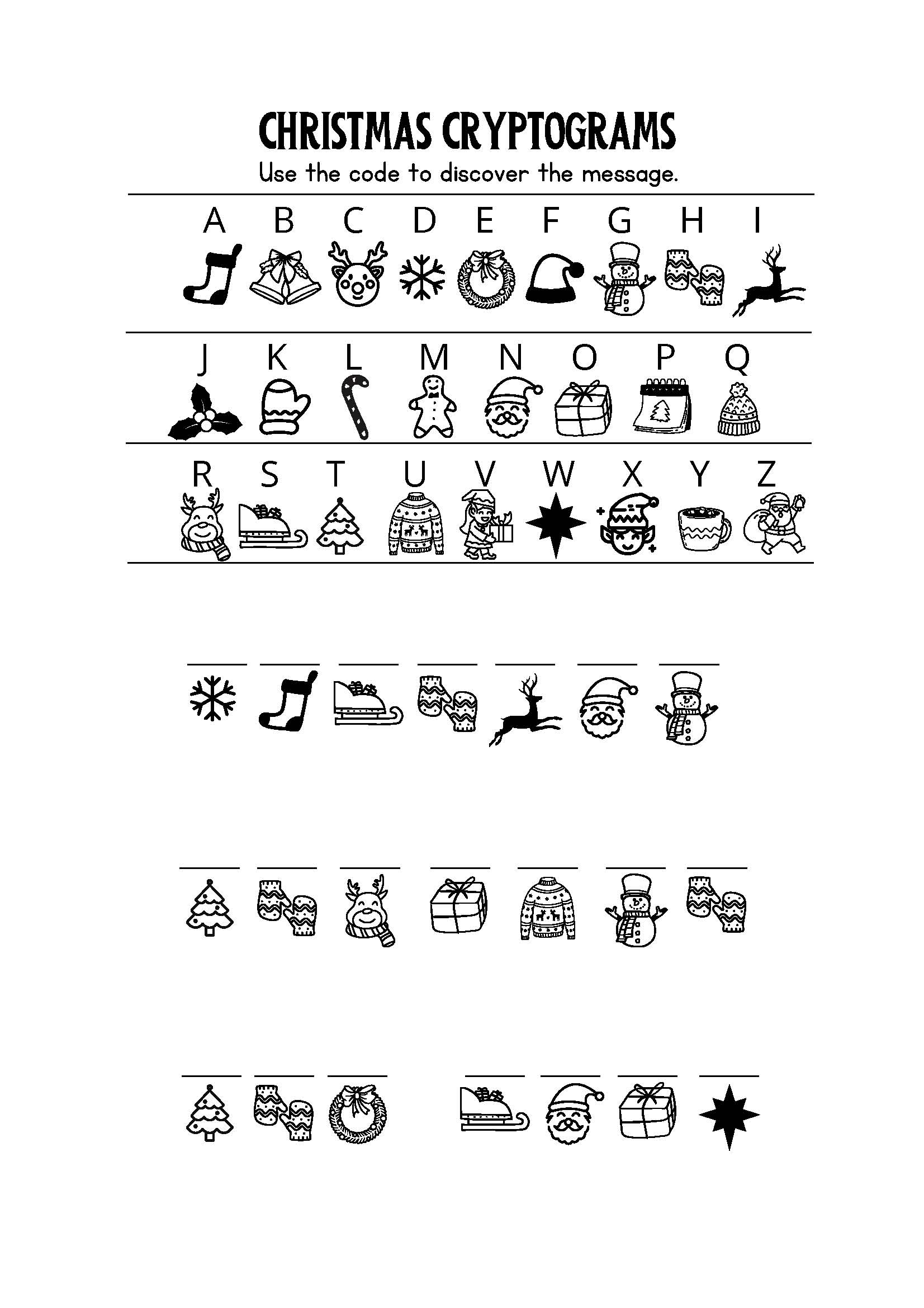 Christmas Cryptograms And Other Worksheets With Answer Key For Kinder To Second Christmas Cryptograms And Other Worksheets With Answer Key For Kinder To Second