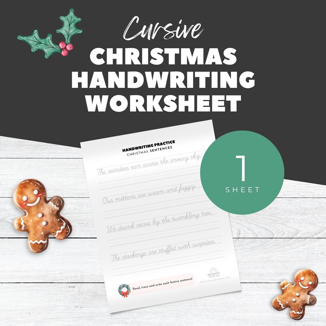 Christmas Cursive Handwriting Worksheet Christmas Cursive Handwriting Worksheet